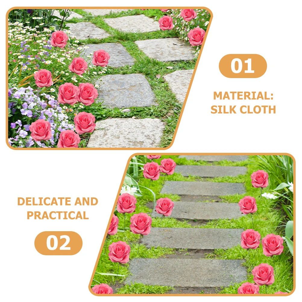 

Garden Decorations Outdoor Fabric Rose Card Arrangement Wedding Metal Flower for