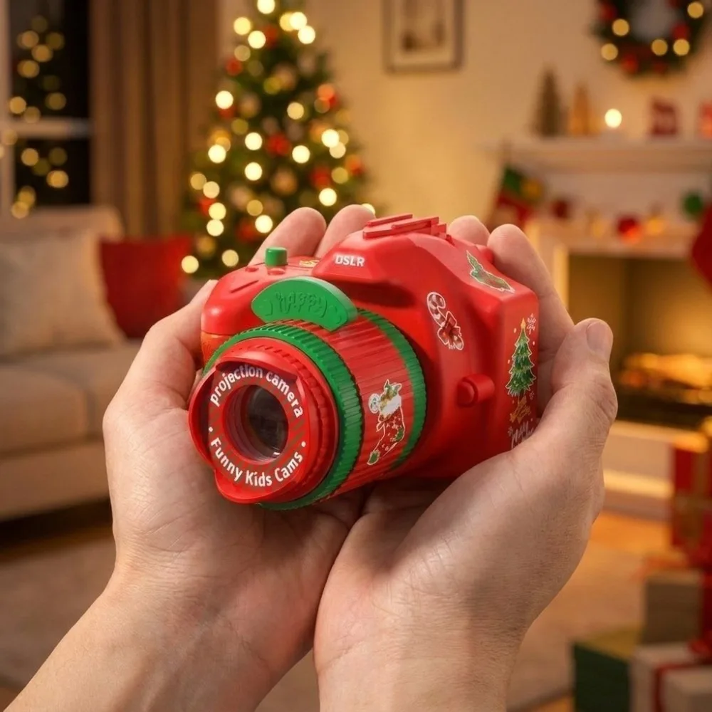 Office Cartoon Christmas Projector Camera Santa Claus Pattern Cute Projection Lamp Unique Lightweight Camera-shaped Toy Gift