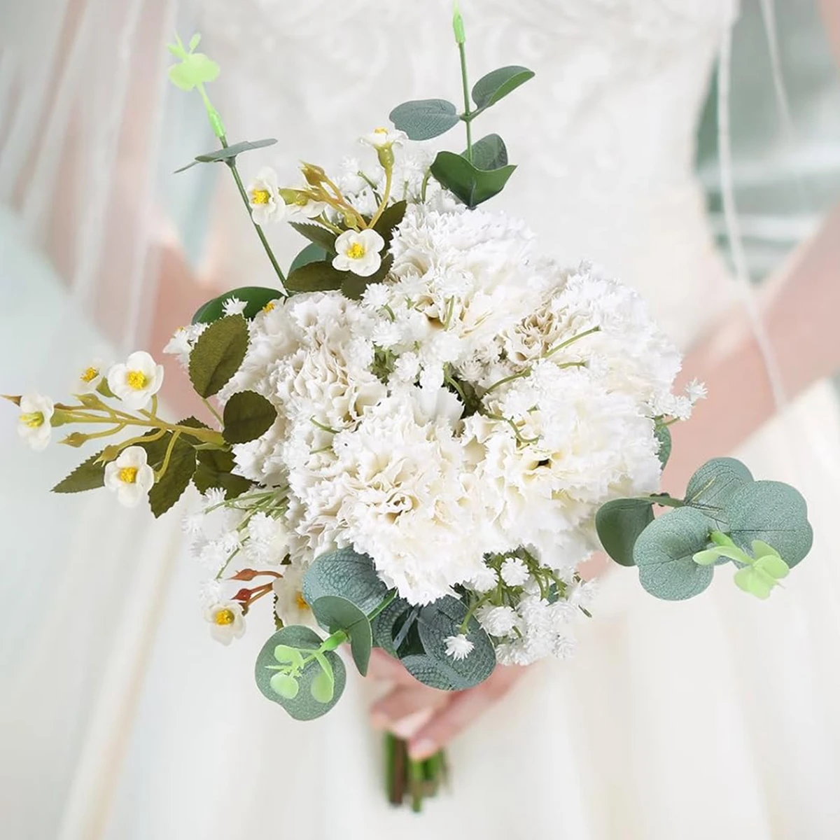 5/10 Stück Künstliche Blumen Seiden-Nelken für Zuhause, Tisch, Hochzeit, Brautstrauß, Festdekoration, Garten, DIY-Geschenk – Detail 4