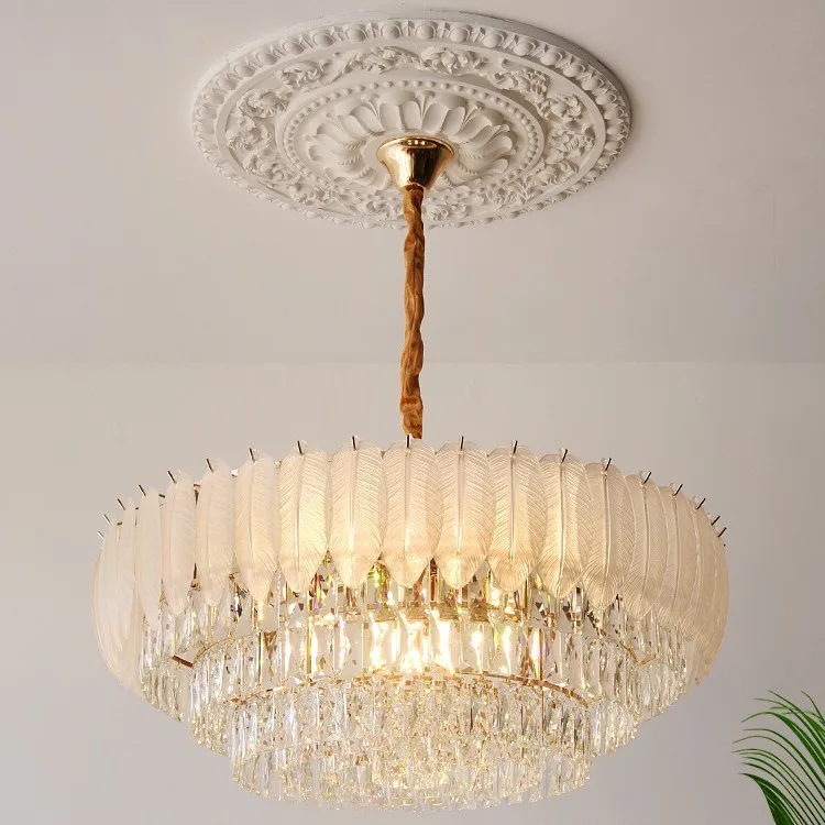 Creative light luxury crystal chandelier modern simple art high-end living room main light French bedroom dining room light