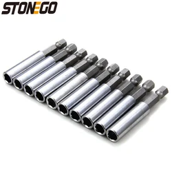 STONEGO 1 pz/10 pz Set di supporti per estensione cacciavite magnetico, lunghezza 60mm, gambo esagonale 1/4in, adattatore per punta da trapano