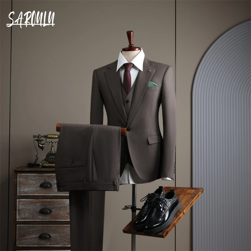 British Style Celebrity 2-pieces Tuxedo Elegant Notched Lapel Outfit Fast Shipping Groom Wear On Sale Decent Men's Suit Set