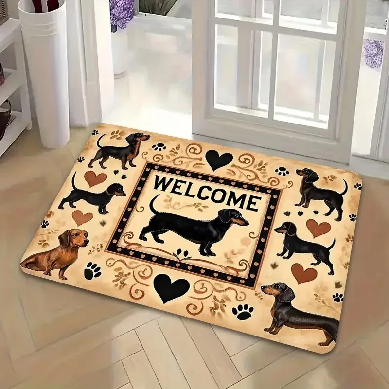 Funny Dachshund Silhouette with Quote Door Mat, Non‑Slip Coir Doormat for Dog Lovers Entryway Decor