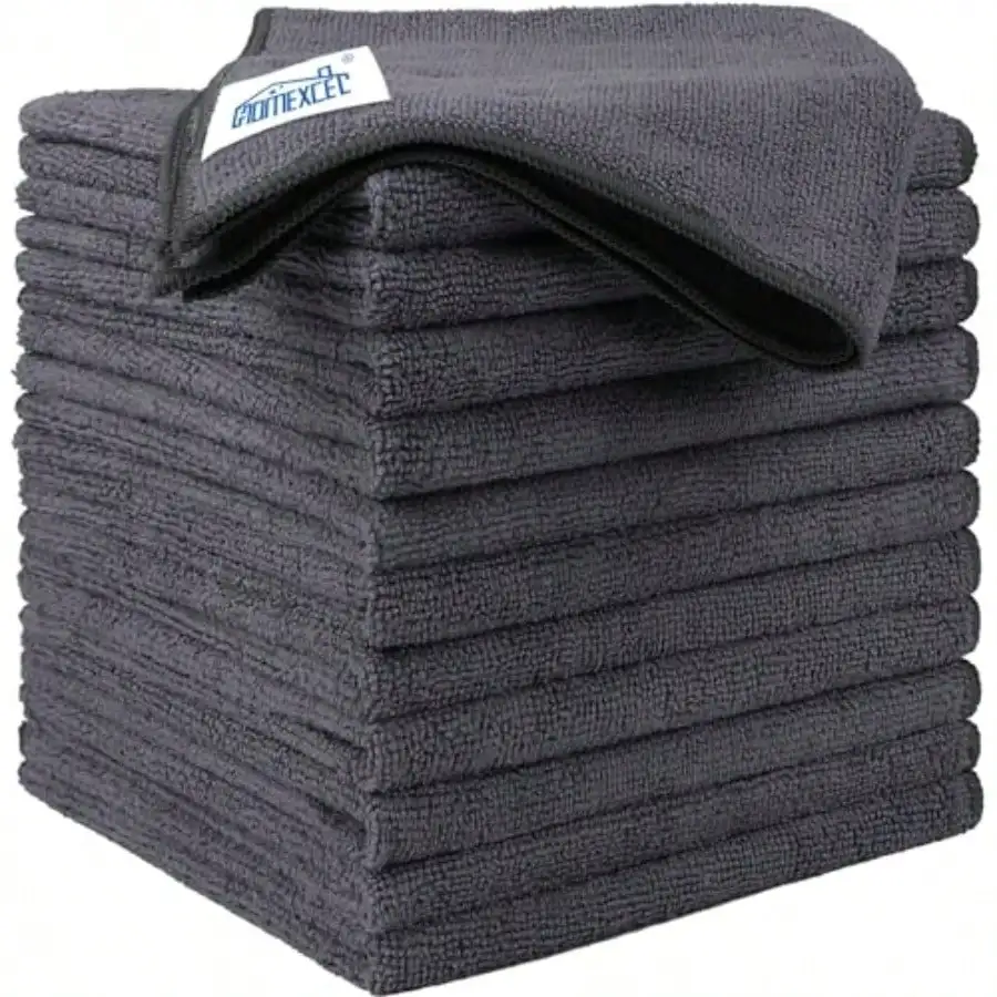 

12pcs microfiber cleaning cloth, high water absorption, lint and scratch free. Reusable durable towel suitable for car washing, kitchen cleaning and daily household stain wiping use