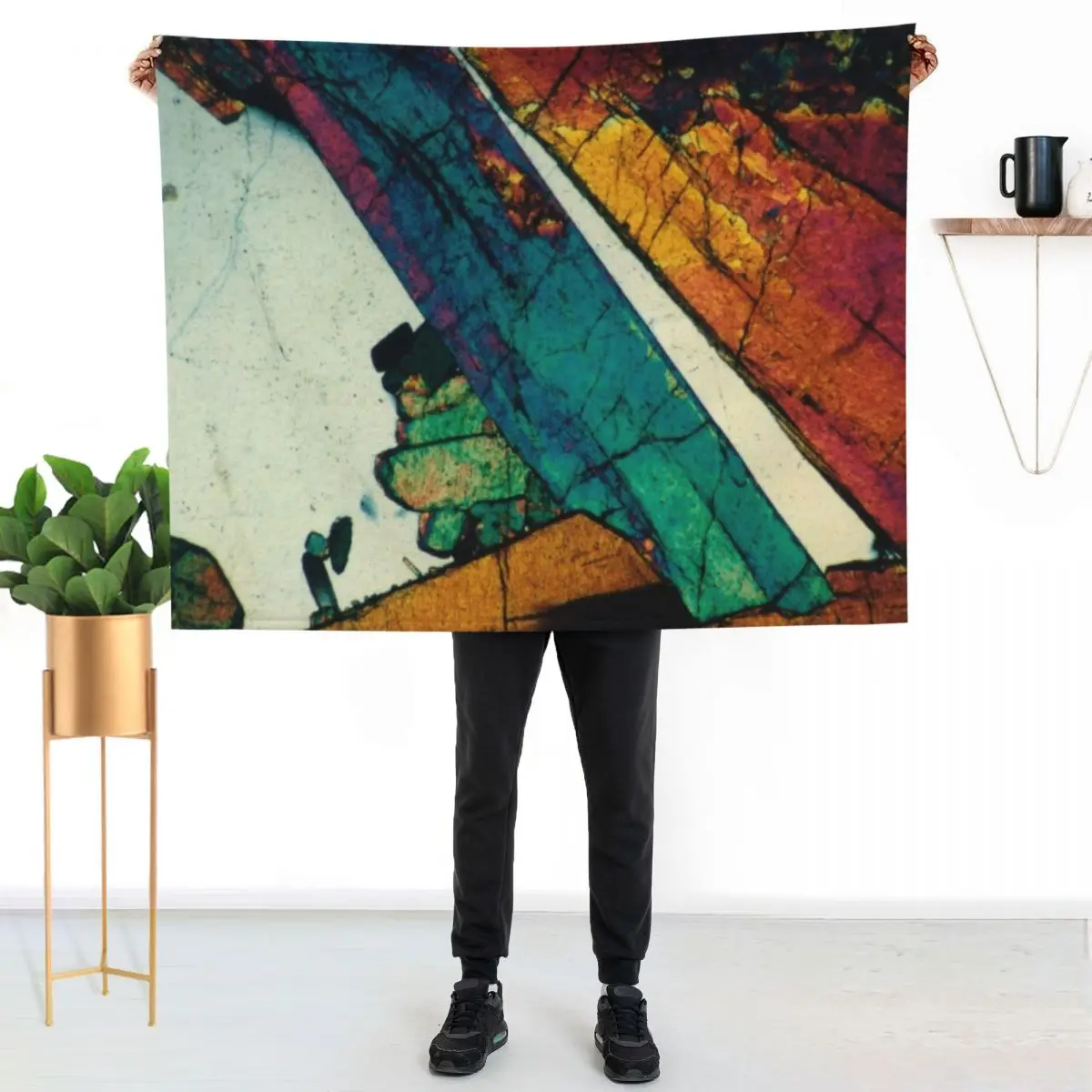Geological thin section photograph of Epidote Blades in Quartz Throw Blanket Polar Summer Luxury Throw Picnic Blankets