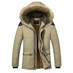 M-5XL Fur Collar Hooded Men Winter Jacket  New Fashion Warm Wool Liner Man Jacket and Coat Windproof Male Parkas casaco