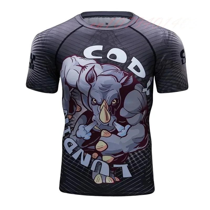 New 3d Prints T-shirts Mens Short Sleeve Workout Fitness MMA Body Building Tops Compression Shirt Base Layer Rashguard T Shirt