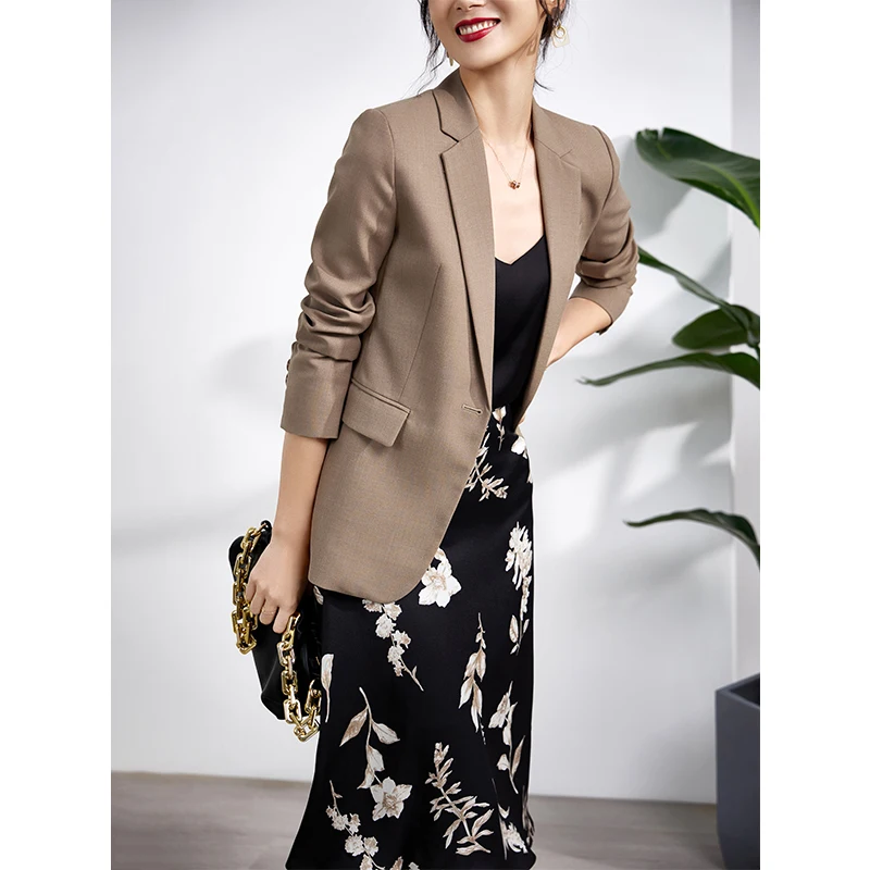 Rocwickline Neue Sommer und Herbst frauen Blazer Formale Solide drehen-unten Kragen Elegante Vintage England Stil Büro Dame blazer