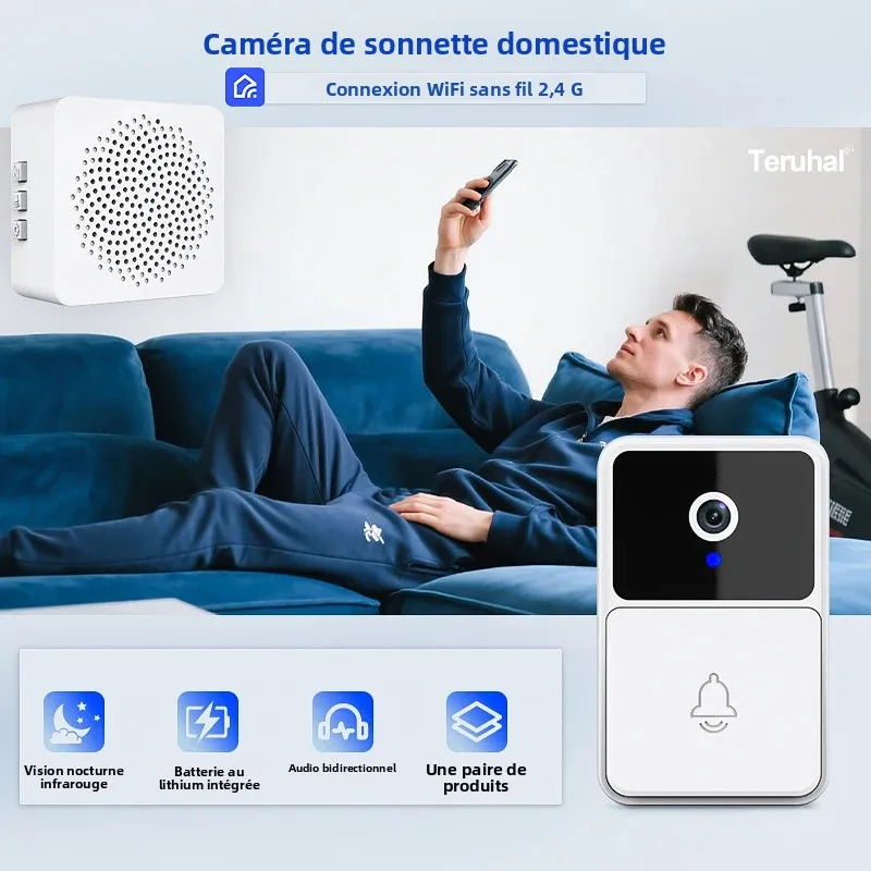 Wireless Doorbell Video Low Power 2.4G WIFI Rechargeable Door Bell Camera Night Vision Smart Security Home Intercom 2-way Audio
