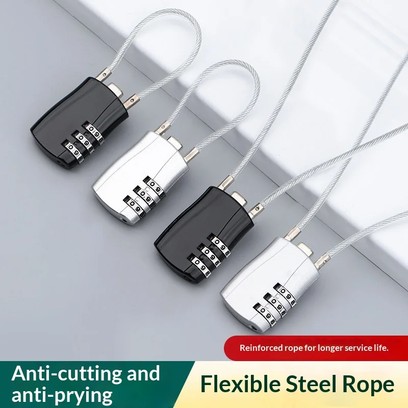 Steel Wire Lock Rope Lock Combination Lock Student Dormitory Locker Suitcase Helmet Anti-Theft Waterproof Household Use