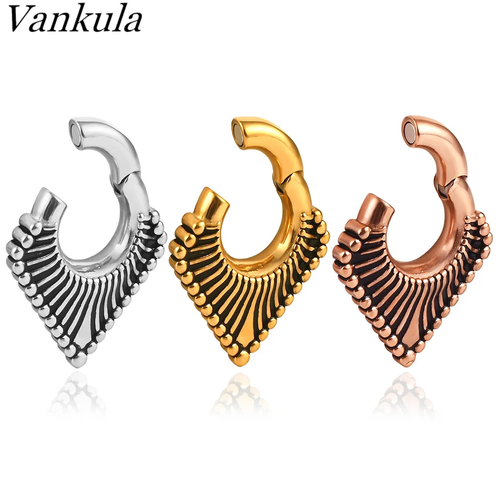 Vankula 10Pcs Wholesale 316L Stainless Steel Ear Weights Fashion Plugs Magnet Body Piercing Earrings Ear Expander Gauge Hanger