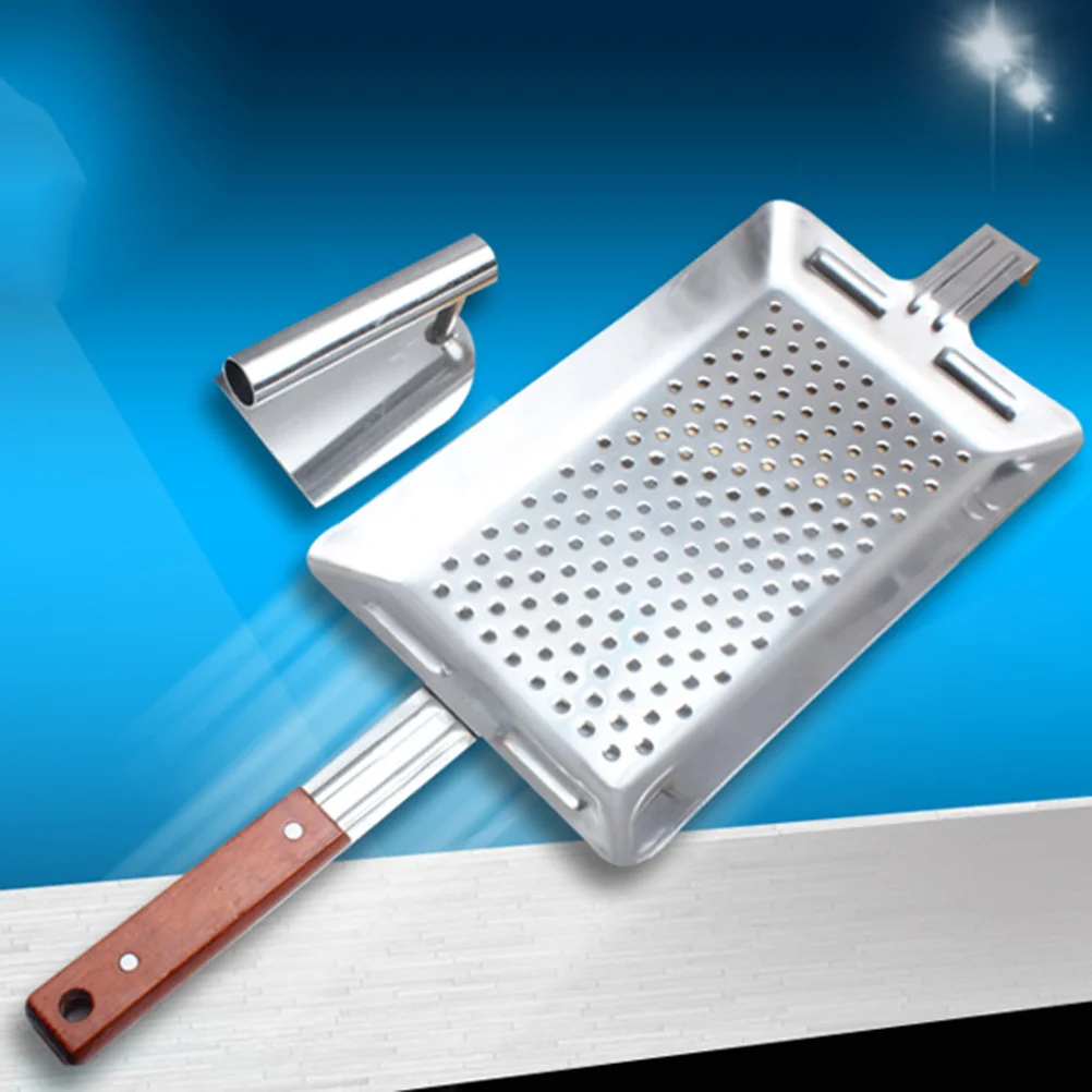 

Stainless Steel Spatzle Maker with Wooden Handle Non-Slip Heat Resistant Noodle Press Tool for Fast Homemade Spaetzle Meals