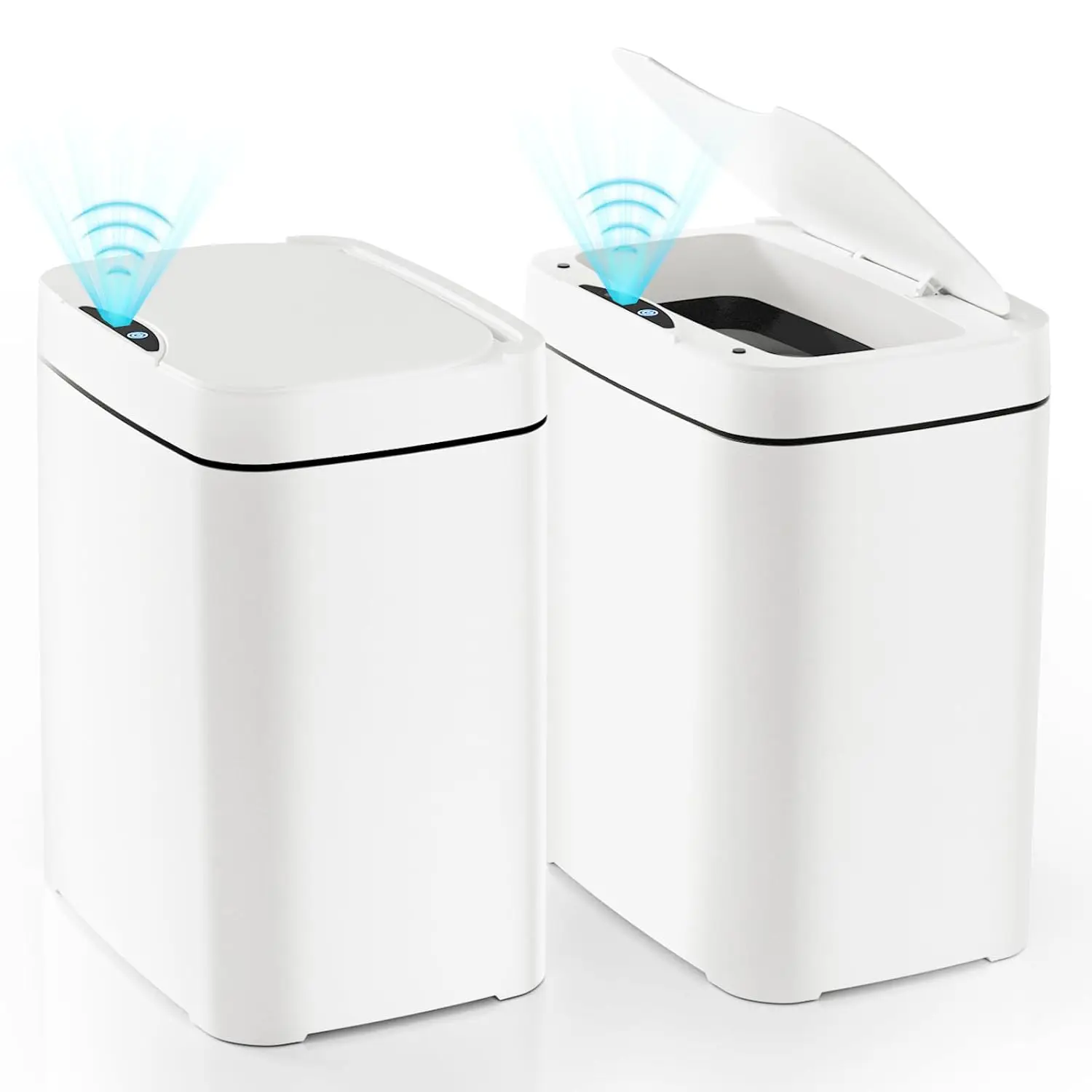 

2 Pack 2.7 Gal Bathroom Trash Can with Lid, Small Smart Automatic Touchless Garbage Can, Slim Motion Sensor Waterproof Plastic T