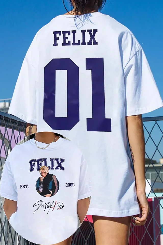 Kpop Boy Band SKZ Felix number Graphics 100%Cotton Unisex Shirt