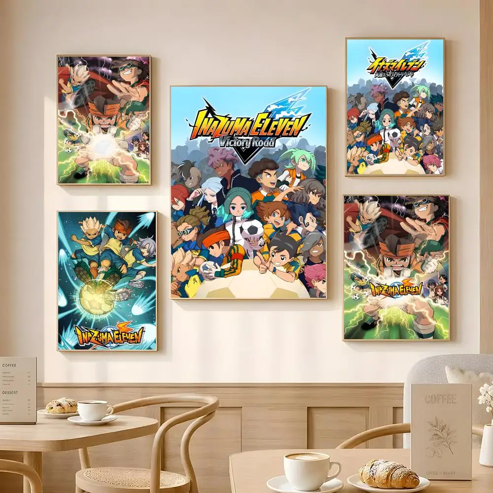 Anime Inazuma Eleven Poster Poster Self-adhesive Art Waterproof Paper Sticker Coffee House Bar Room Wall Decor