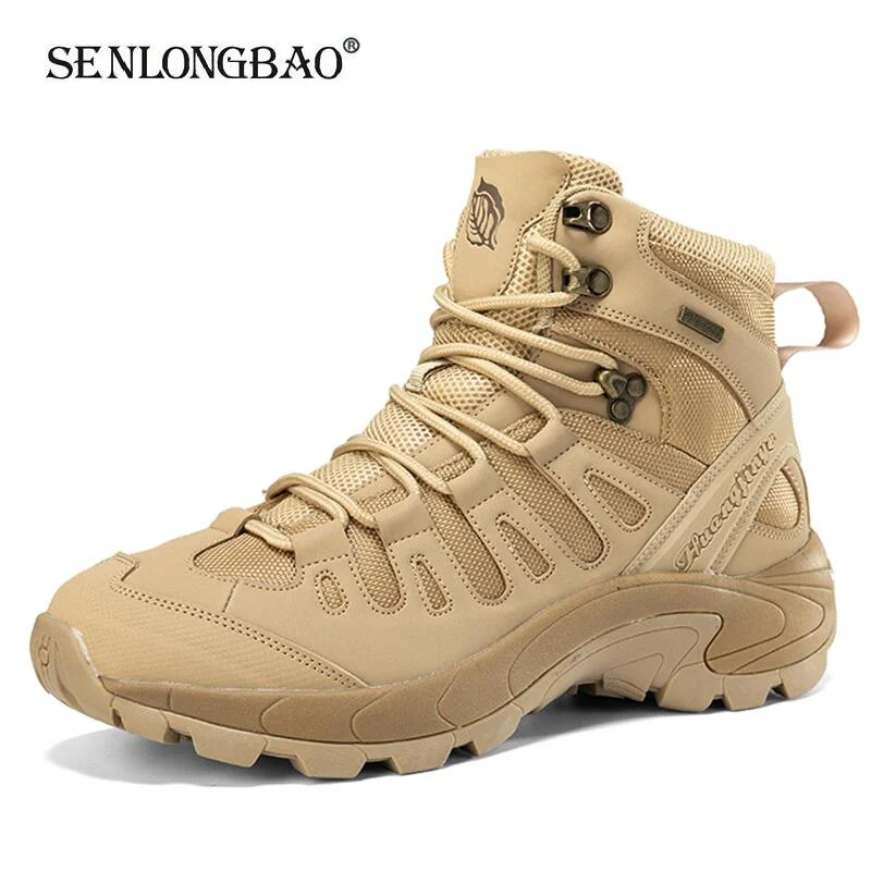 Winter Anti-slip Mens Boots Outdoor Leather Hiking Boots Breathable Men Desert Boots Comfortable Ankle Boots Men Work Shoes