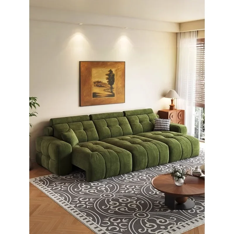 Multifunctional chenille fabric sofa against the wall Italian retro style reclining smart sofa
