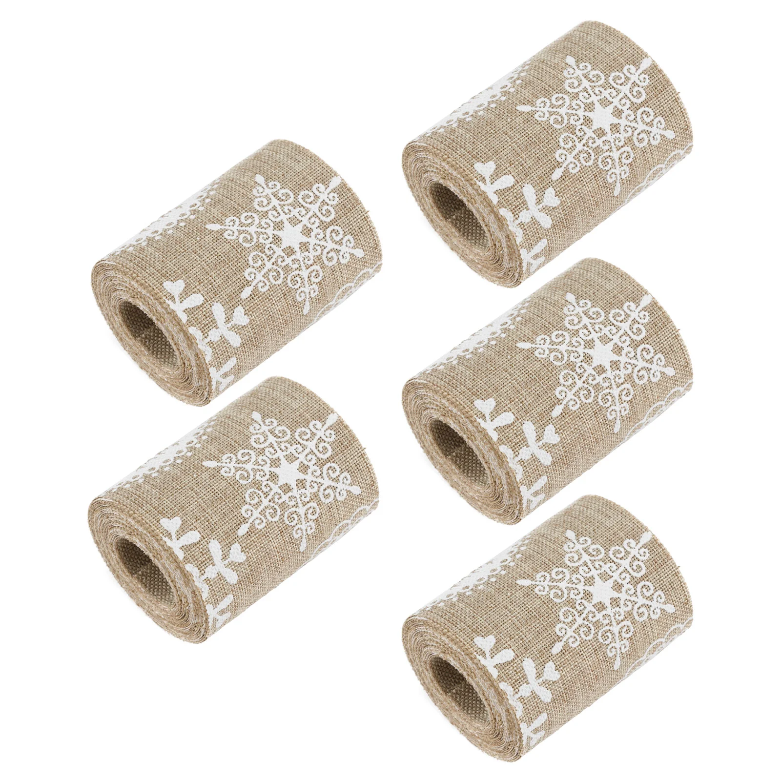 5 Pcs Linen Printed Ribbon Christmas Burlap Gift Packaging Printing Bow Tie Packing Wrapper