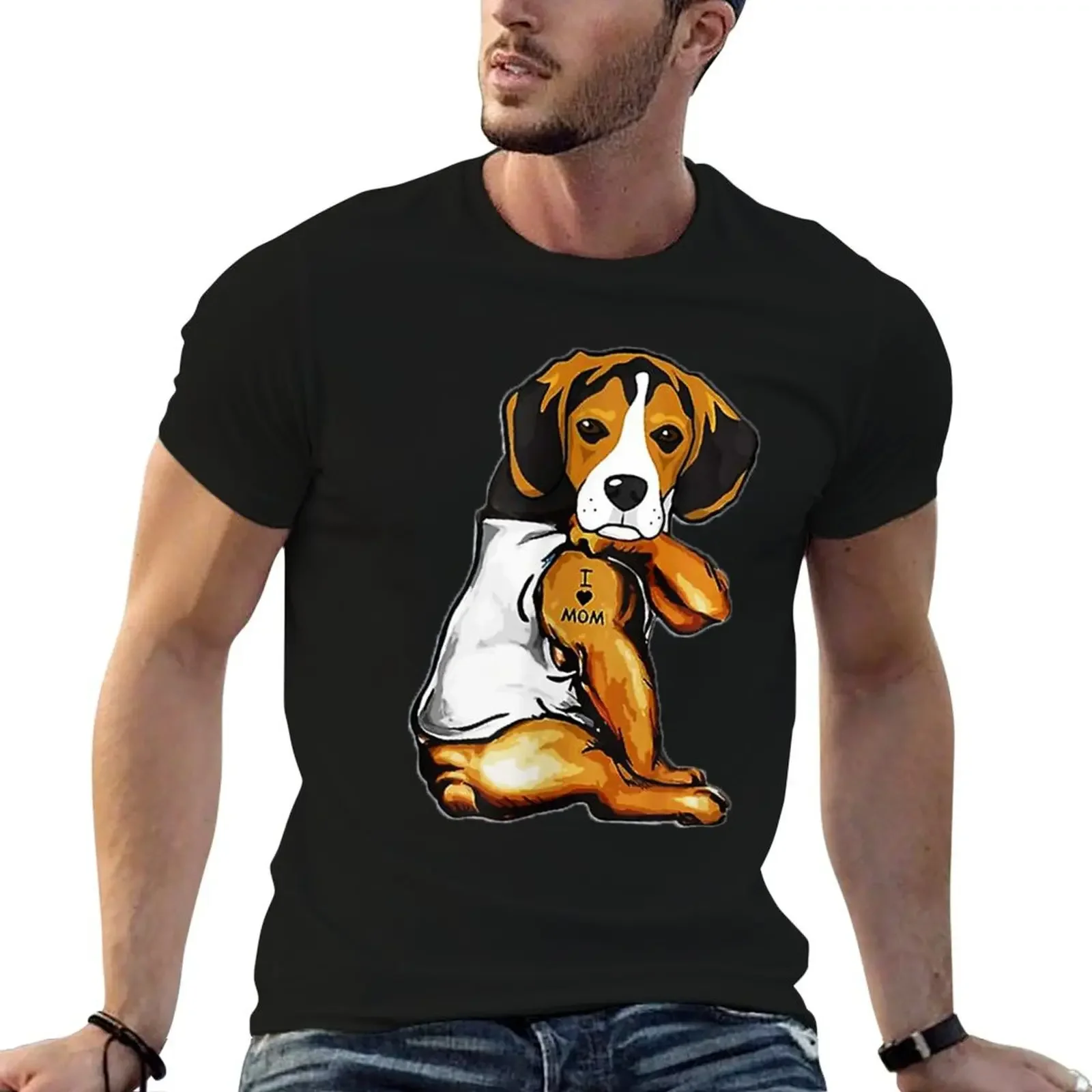 

Beagle Dog Tattoo I Love Mom T-Shirt boys whites plain plus size clothes men clothing