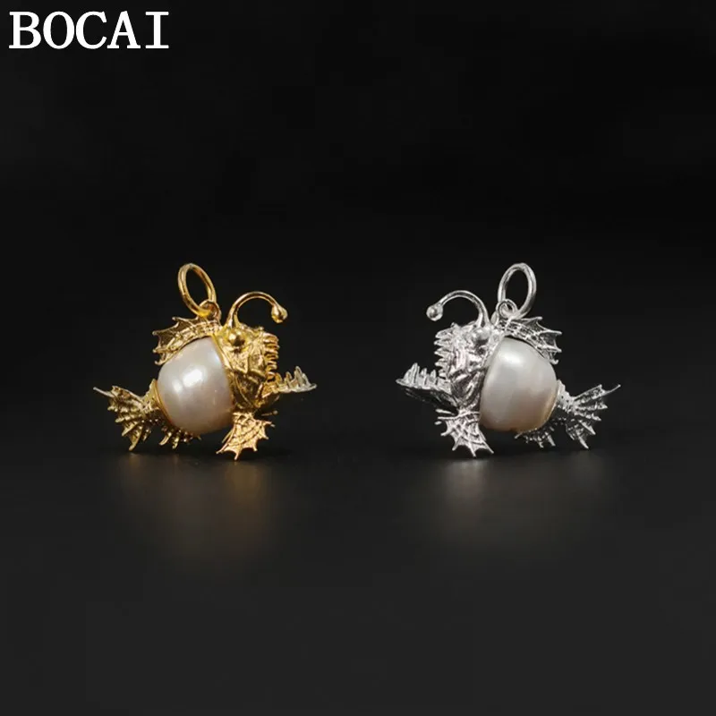 BOCAI Copper Alloy Cute And Niche Mysterious Lantern Tree Whisker Fish Pendant Selected Gift For Women