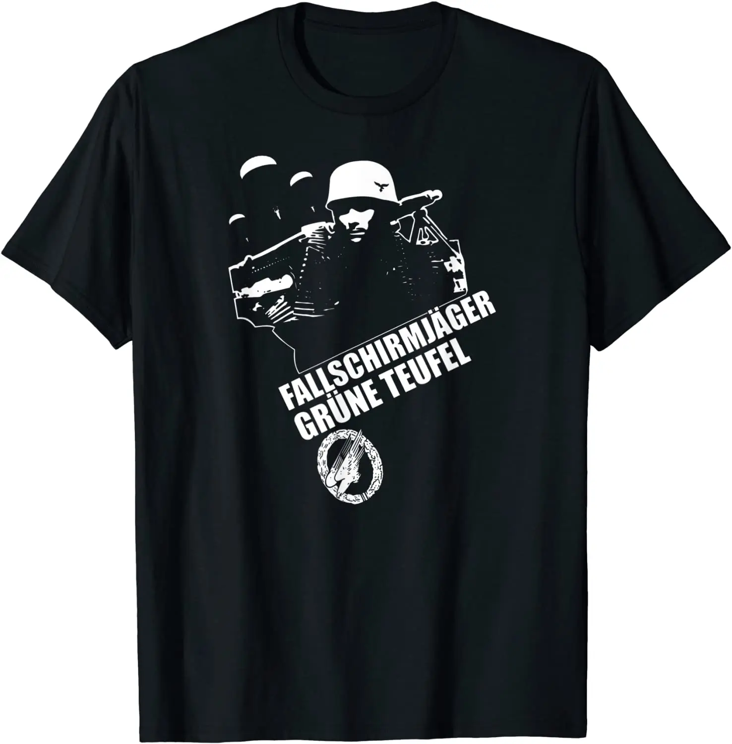 Fallschirmjager GRUNE TUFEL WW2 Paratrooper T Shirt. Short Sleeve 100% Cotton Casual T-shirts Loose Top Size S-3XL