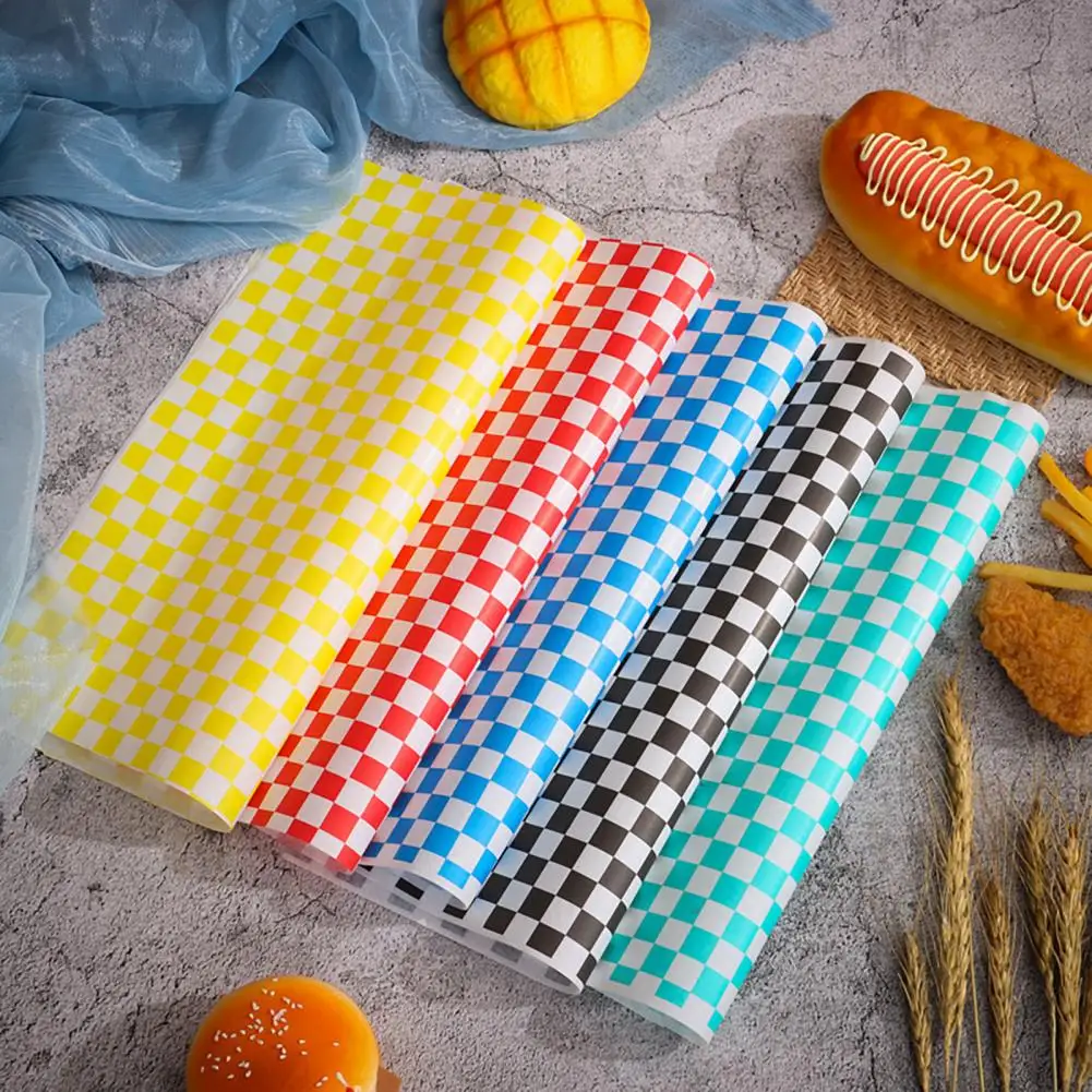 100Pcs/Bag Cake Greaseproof Papers Grid Design Non-Stick Cake Box Liners Oil-proof Clean And Hygienic Oil Papers Fryer Papers