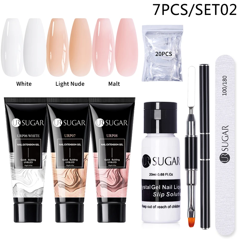UR SUGAR 17/12/7 SZT. Zestaw Żeli do Przedłużania Paznokci Żel Budujący do Paznokci Szybkie Budowanie Zestaw Lakierów do Paznokci Żel UV LED do Usuwania Soak Off Manicure Nail Art
