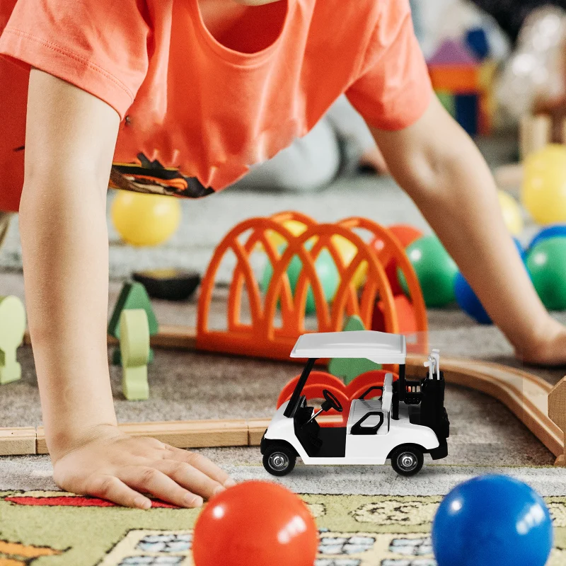 Modèle de voiture de golf en alliage moulé sous pression pour enfants, jouets de collection de simulation, voitures en métal, son et lumière, véhicules à dos nervuré, cadeau