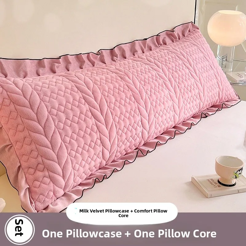 

Winter Milk Velvet Long Pillow 2025 New Double Length Pillowcase with Pillow Core Inteated One Set Couple Meter 8