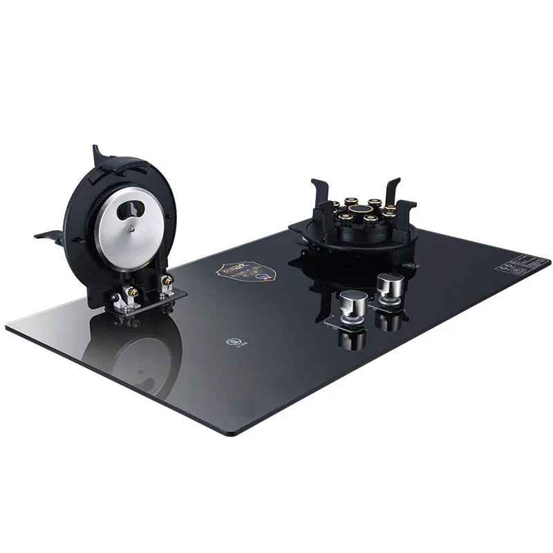 Double-Headed Nine-Cavity Mandarin Duck Fierce Fire Stove / Clamshell Gas Stove /Toughened Glass Panel/ Electronic Pulser