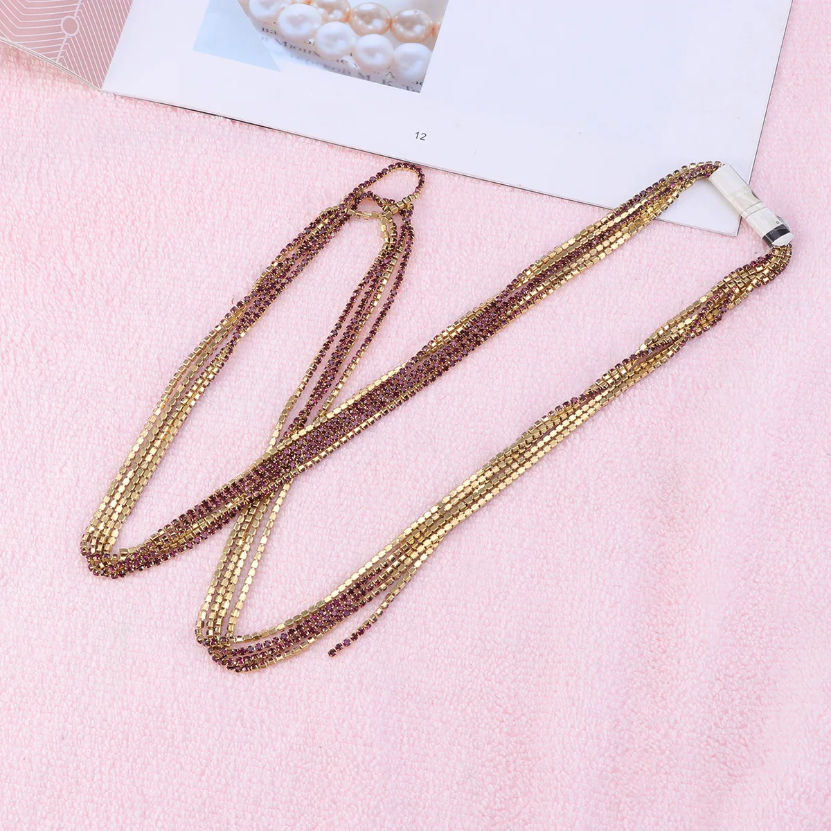 

10M Diamond Claw Chain 2Mm Dark Purple Glass Sparkly Trim For Wedding Bridal Veil Costume Cake Decor Crystal Rhinestone Craft