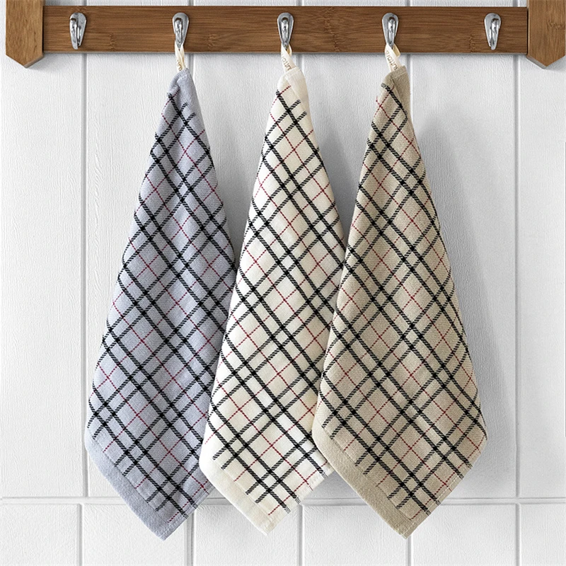 

1Pc 34x34cm Square 100% Cotton British Style Classic Plaid Home Bathroom Family Adult Face Towel