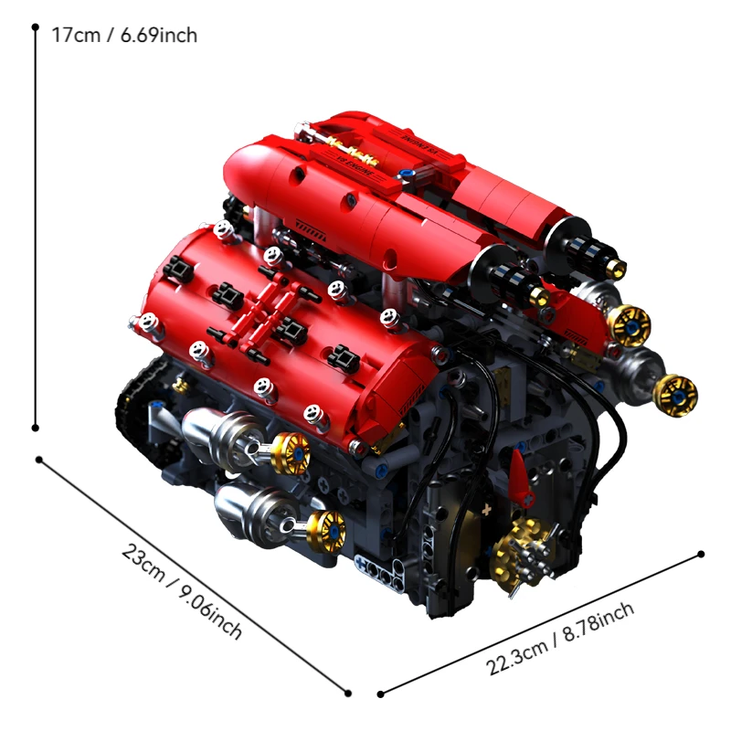 NUOVO modello tecnico di blocchi di costruzione del motore V8 con motore elettrico MOC assemblaggio mattoni giocattolo bambini compleanno regali di Natale