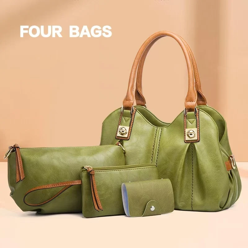 

New Fashion 4 Pcs Set Bags For Women PU Leather Ladies Handbags Shoulder Bags Purse and Crossbody Bag Luxury Bags Designers