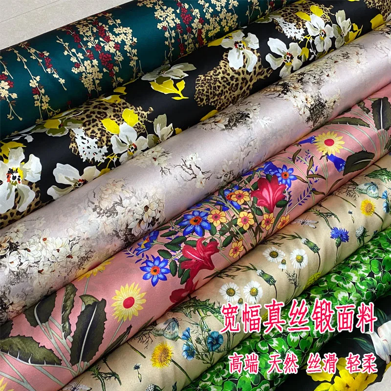 

Wide High-End Silk Fabric Plant Flower Dress Shirt Pajamas Cloth