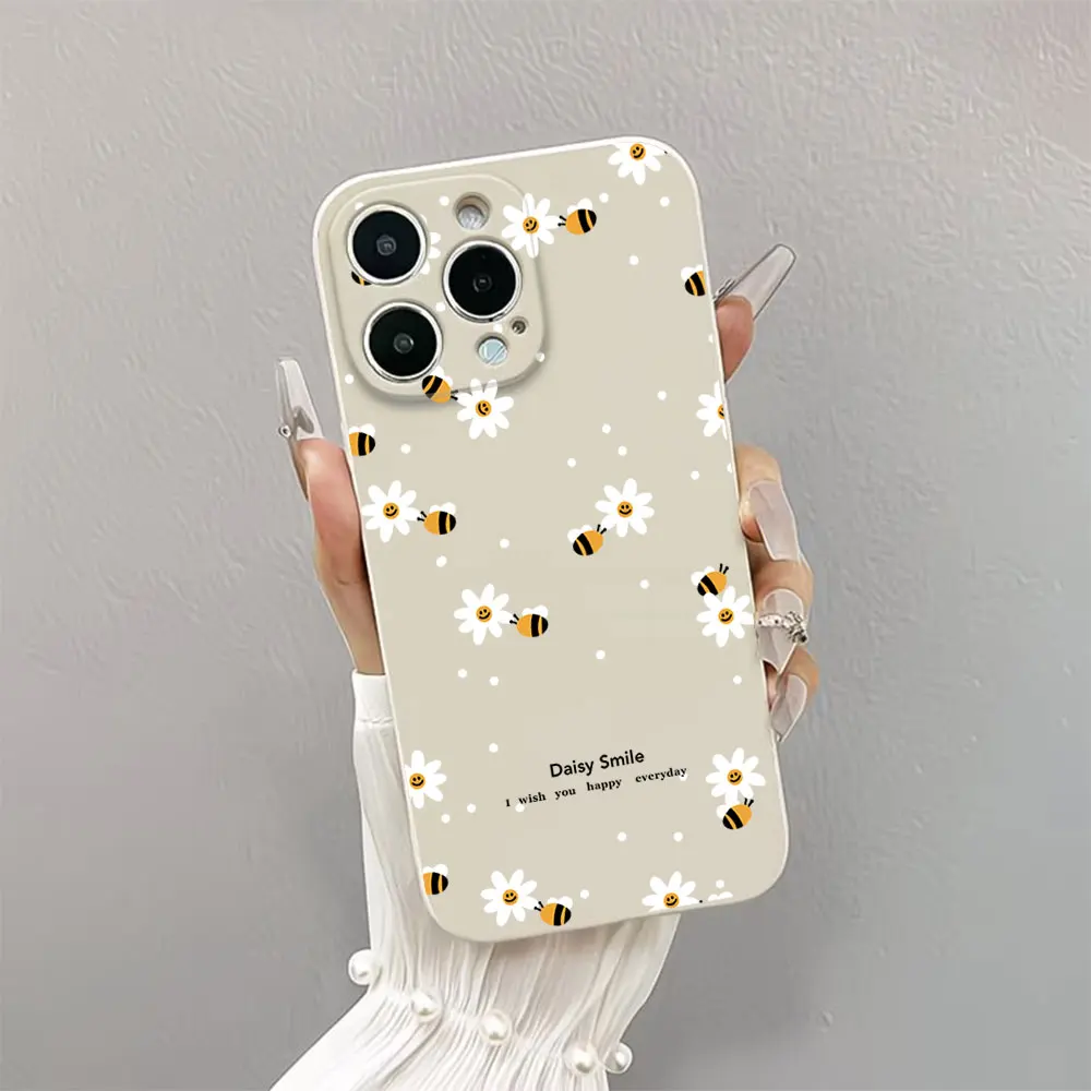 Funda de Silicona Suave con Diseño de Abeja para iPhone 17 16 15 14 13 12 11 Pro XS Max 7 8 6 Plus Mini Air 17e 16e SE 2022 X XR