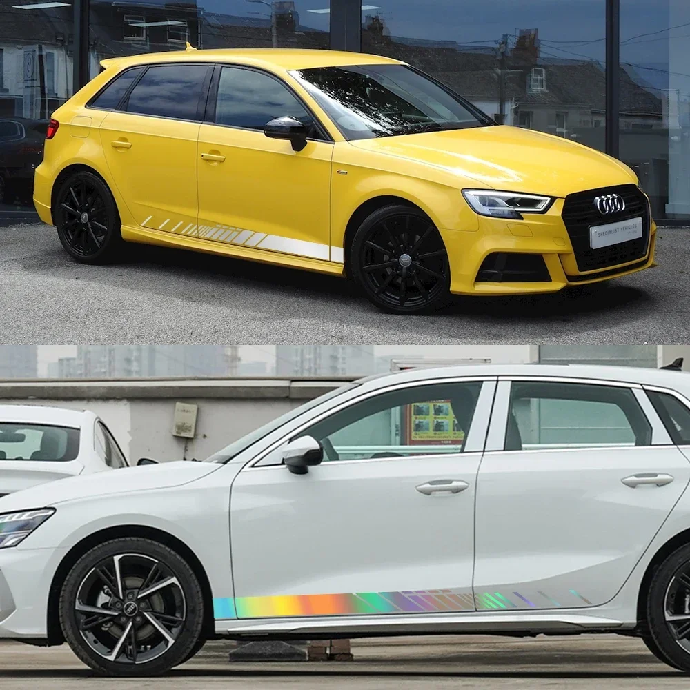 2PCS Car Side Body Stripes Sticker Car Vinyl Decal Accessories For Audi A3 8V 8P 8Y 8L Sedan TFSI Sportback S3 RS3 Limousine TDI view 4