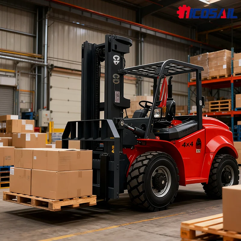 Nicosail 4 Wheel Drive 3-5 Ton Diesel Internal Combustion Forklift with Rough Terrain Capabilities Off-Road Truck Features