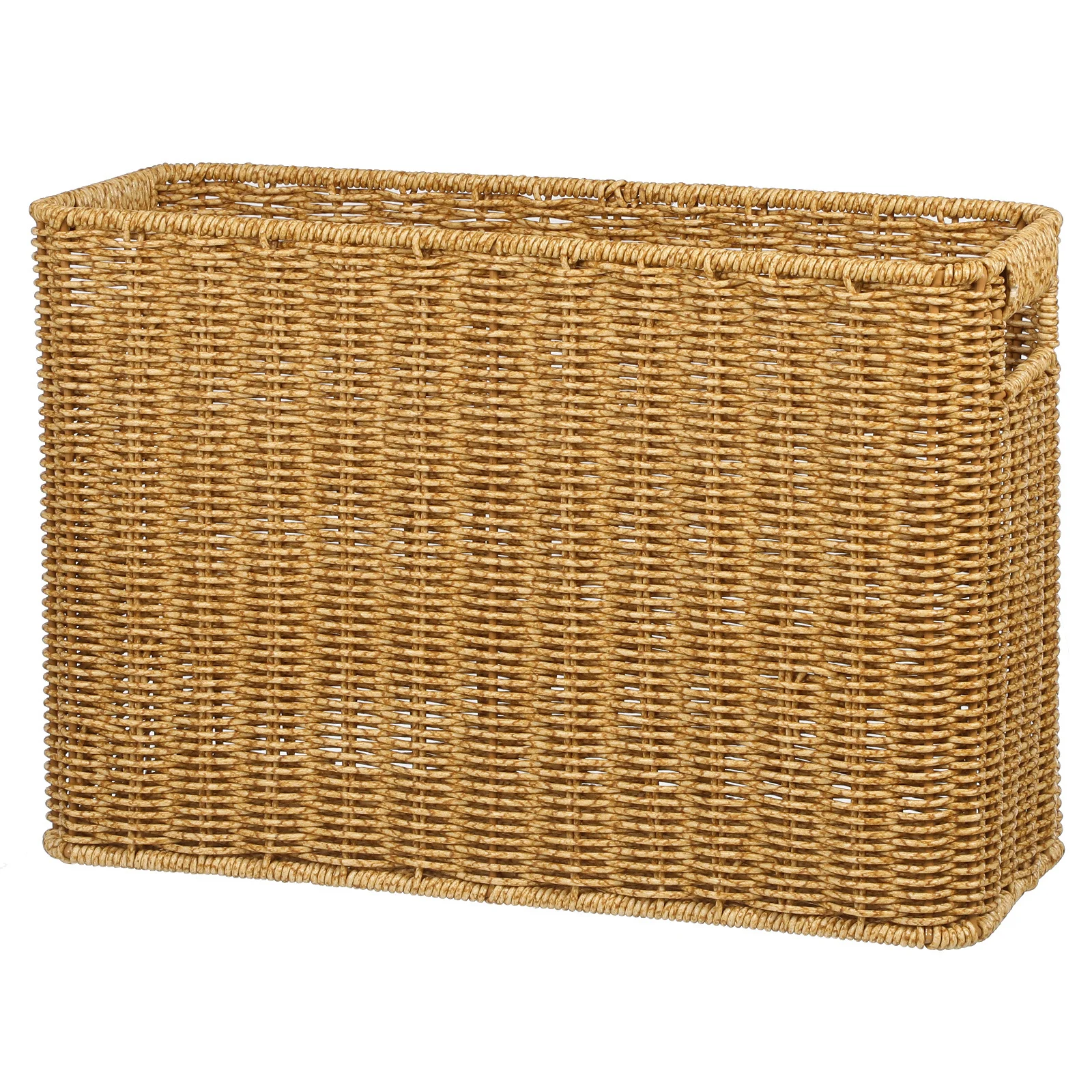 

Imitation Rattan Storage Bin Large Capacity Woven Organizer for Snacks Cosmetics Desktop Sundry Holder Home Organization