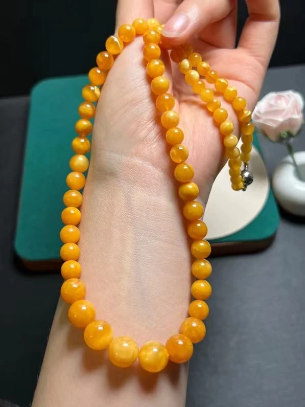 

Natural Orange Amber Pendant Round Beads Yellow Amber 5-12mm Gemstone Pendant Necklace Jewelry AAAAA