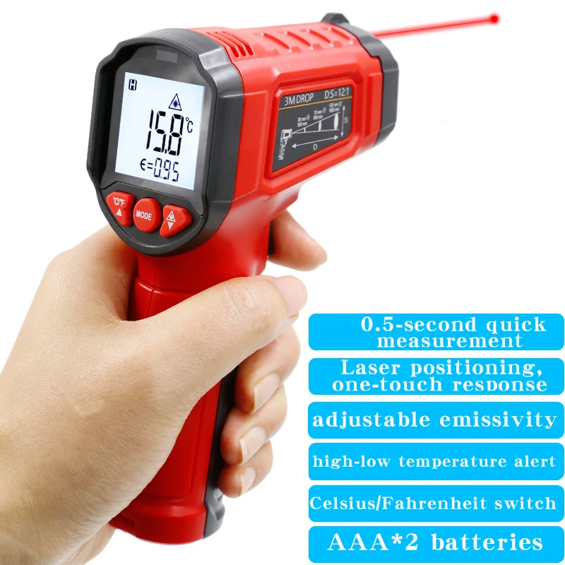 Termómetro HYTAIS infrarrojo sin contacto TS600, medidor de temperatura electrónico Industrial portátil de alta precisión TS380