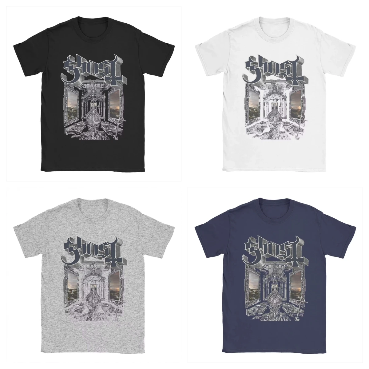 

Men's Women's Skull Album 2025 Ghost Cotton Summer Print T-Shirt Short Sleeve T-Shirt Music Tour Heavy Metal Band Streetwear