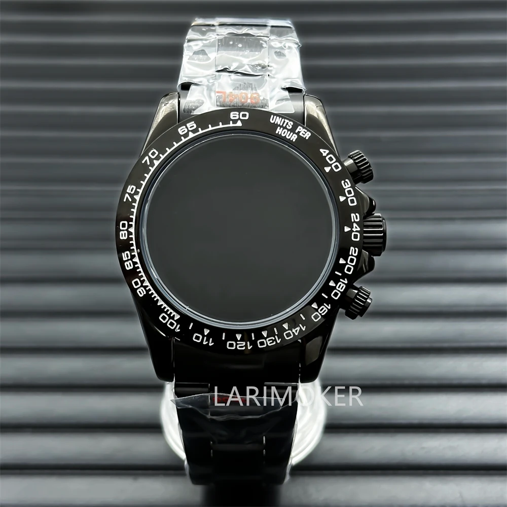 BLIGER 39mm case with VK63/VK64 movement case Watch Accessory Ceramic bezel sapphire glass screw-in head