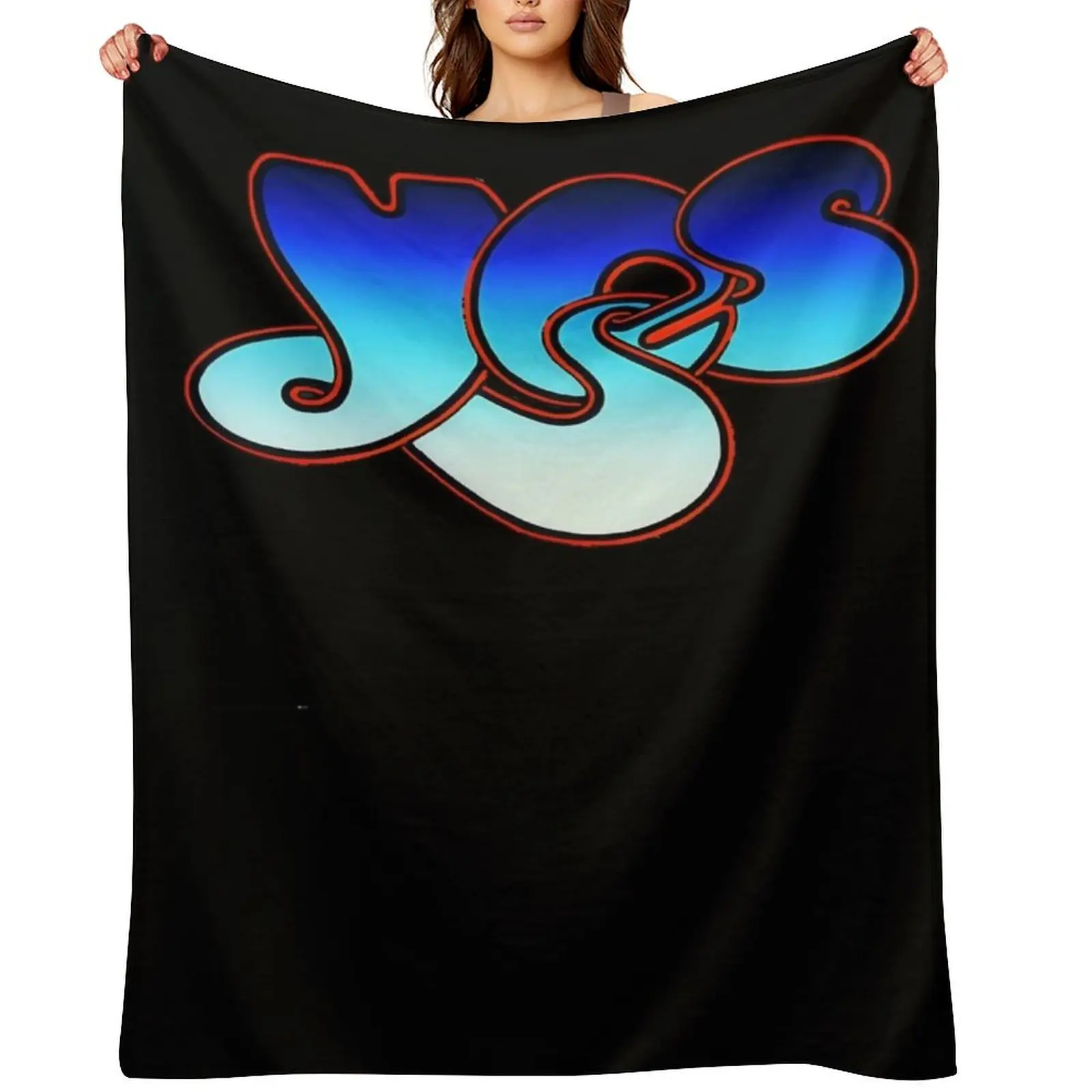 

Blue Yes Logo Classic Throw Blanket Moving Luxury Designer Custom Decoratives Blankets