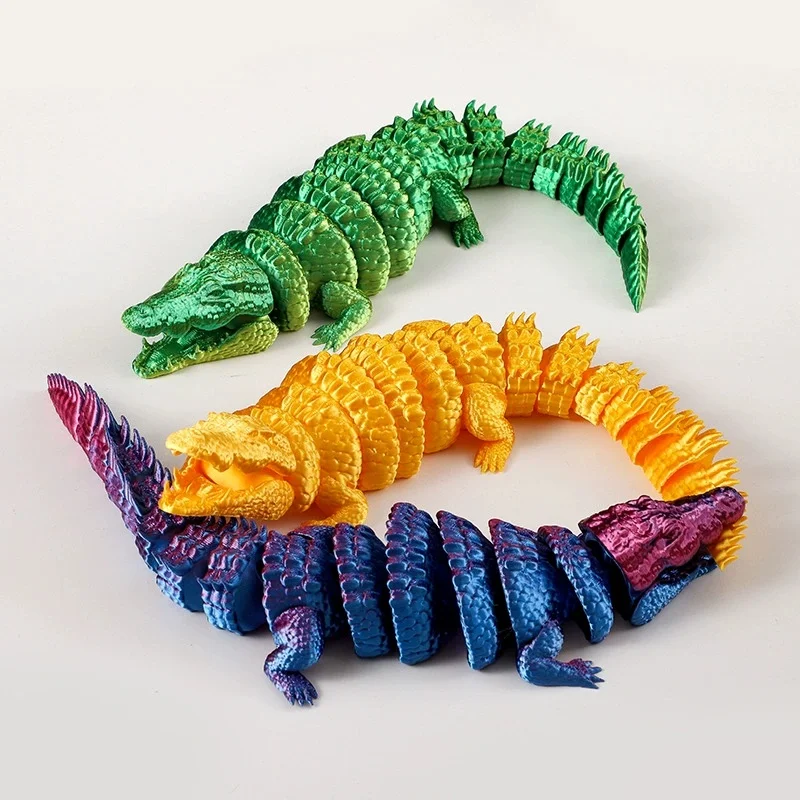 

3D Printed Crocodile Toy Movable Joints Simulation Animal Figurine Desktop Ornament Creative Craft Kids Birthday Gift Home Decor