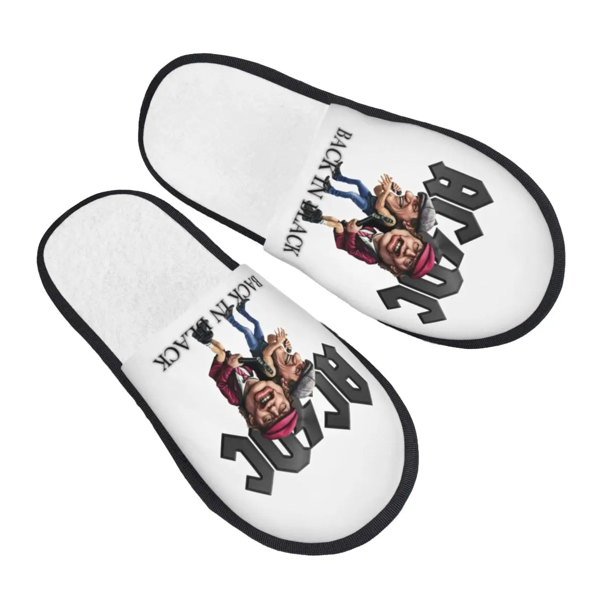 Custom Heavy Metal Rock AC DC Memory Foam Slippers Women Comfy Warm House Slippers