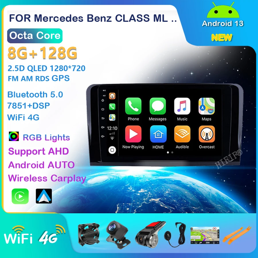 

IPS 6+128G Android DSP Car Multimeida GPS radio Player For Mercedes Benz CLASS ML W164 X164 ML350 ML300 GL500 ML320 ML280 GL350