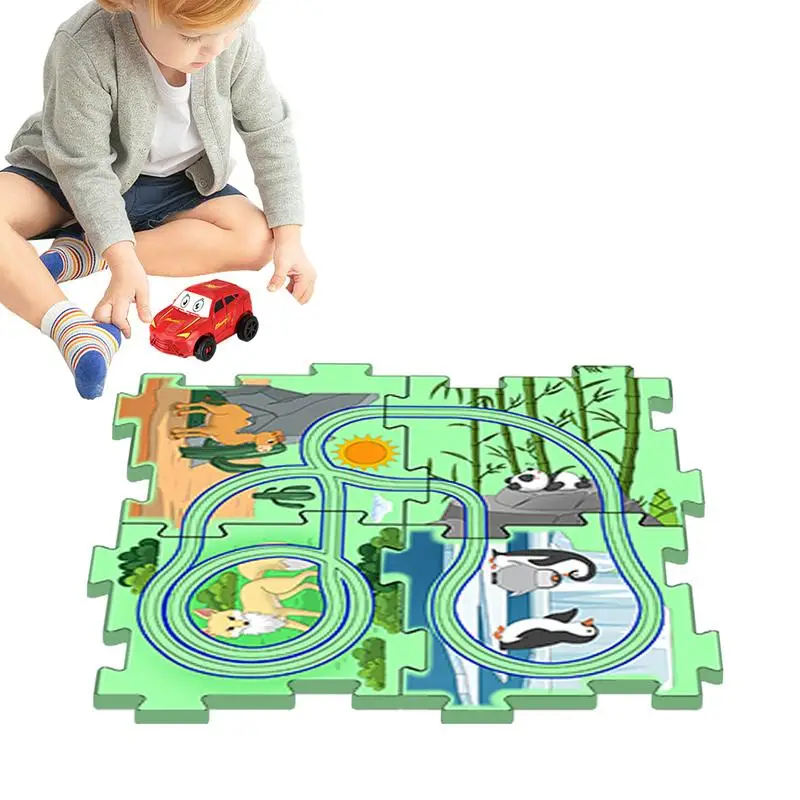 Puzzle Track Car Play Set para Crianças, Série Baseada em Terra, Car Race Track, Brinquedo do veículo educativo