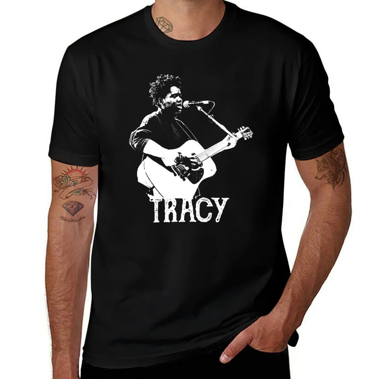 Tracy - White Stencil T-Shirt All Weather Casual Short Sleeve T-Shirt