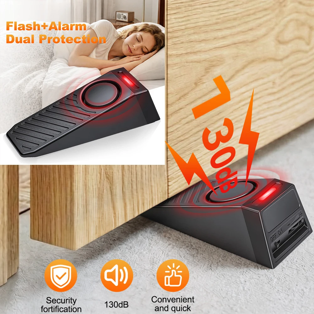 

120dB Wireless Door Stop Alarm Anti-Theft Alarm Portable Door Stoppers Adjustable Sensitivity Home Safety Stopper